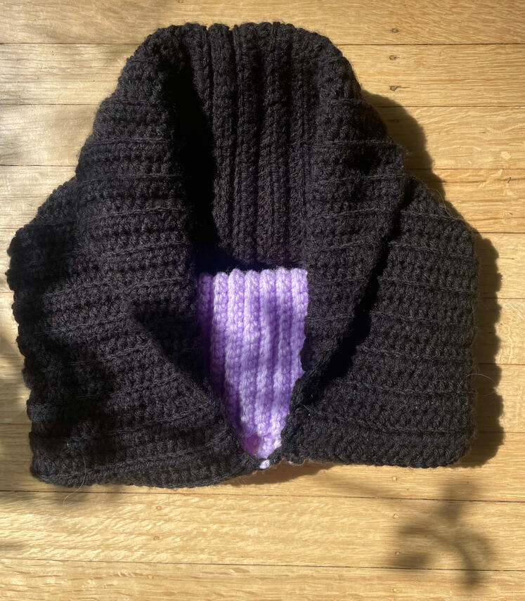 completed hood front/inside view folded up