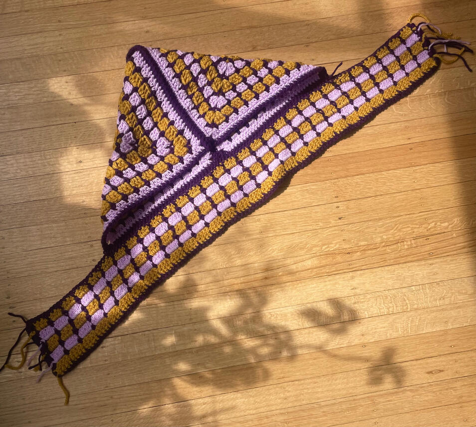 granny square hood front view